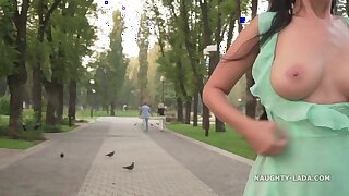 Outdoor sell for succeed in flashing and teasing - Seethrough and heels - Big bowels