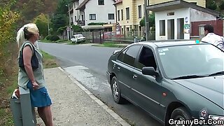 Grey granny gets picked up and fucked